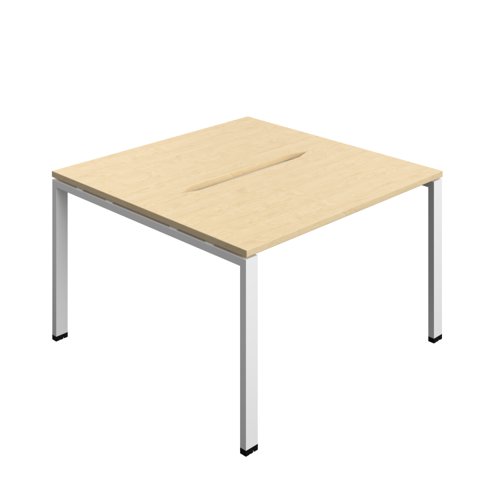 Synergy Bench with Cut Out: 2 Person (FSC) : Goal Post Leg : 1200 700 Maple/White