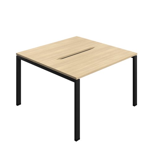 Synergy Bench with Cut Out: 2 Person (FSC) : Goal Post Leg : 1200 700 Nova Oak/Black