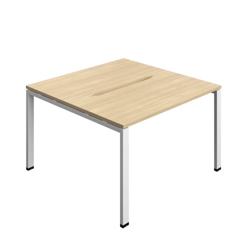 Synergy Bench with Cut Out: 2 Person (FSC) : Goal Post Leg : 1200 700 Nova Oak/White