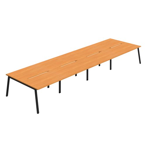 Synergy 8P Bench Desk 1200X800mm A-Frame Beech/Black