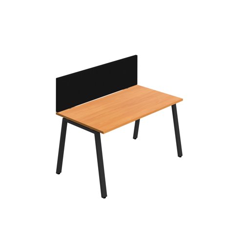 Synergy 1SP Bench Desk 1200X800mm A-Frame Beech/Black Black Screen