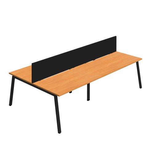 Synergy 4P Bench Desk 1200X800mm A-Frame Beech/Black Black Screen