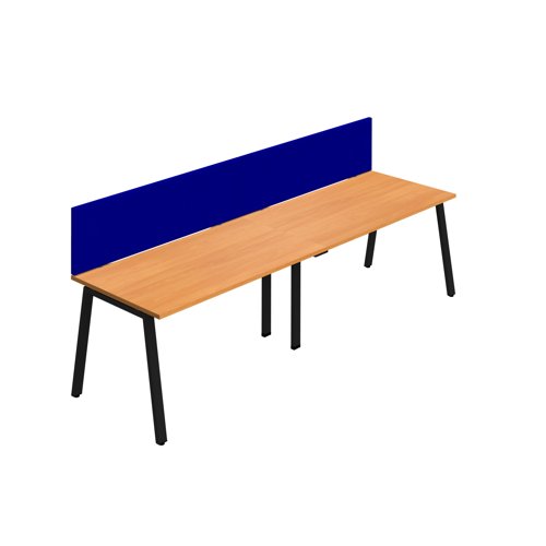 Synergy 2SP Bench Desk 1200X800mm A-Frame Beech/Black Royal Blue Screen