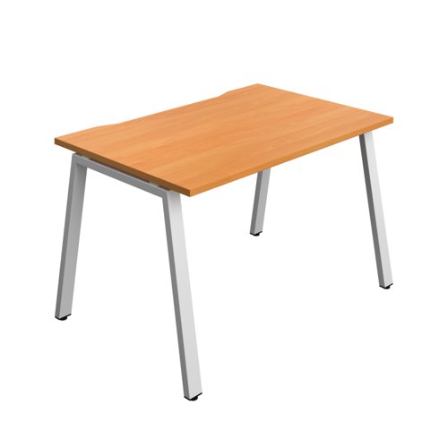 Synergy Bench with Cut Out: 1 Person (FSC) : A-Frame Leg : 1200 800 Beech/Silver