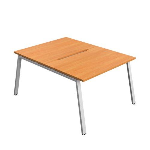 Synergy Bench with Cut Out: 2 Person (FSC) : A-Frame Leg : 1200 800 Beech/Silver