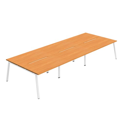 Synergy 6P Bench Desk 1200X800mm A-Frame Beech/White