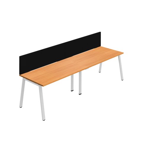 Synergy 2SP Bench Desk 1200X800mm A-Frame Beech/White Black Screen