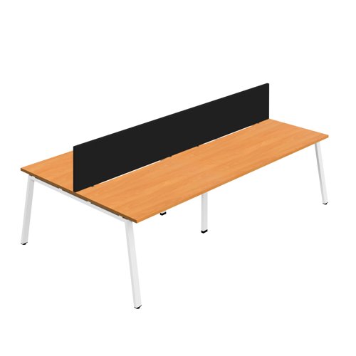 Synergy 4P Bench Desk 1200X800mm A-Frame Beech/White Black Screen