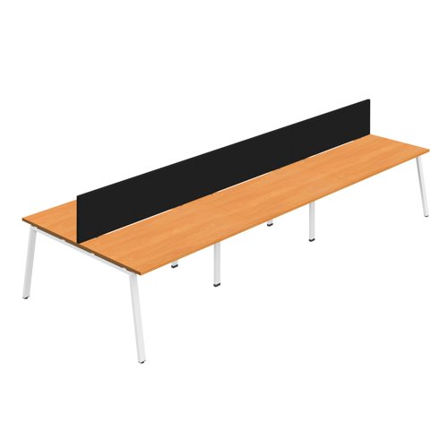 Synergy 6P Bench Desk 1200X800mm A-Frame Beech/White Black Screen