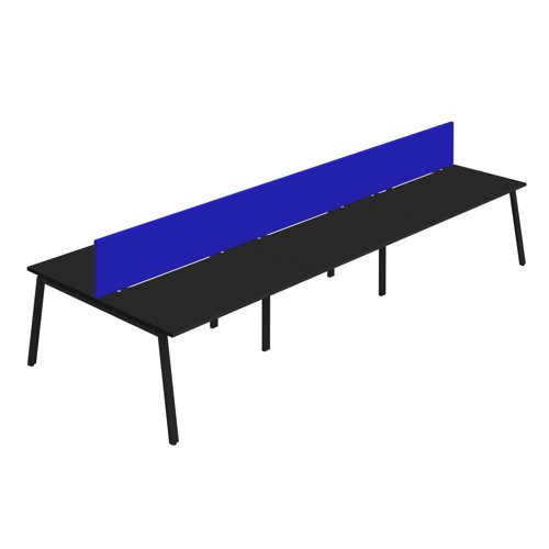 Synergy 6P Bench Desk 1200X800mm A-Frame Black/Black Royal Blue Screen
