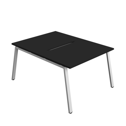 Synergy Bench with Cut Out: 2 Person (FSC) : A-Frame Leg : 1200 800 Black/Silver