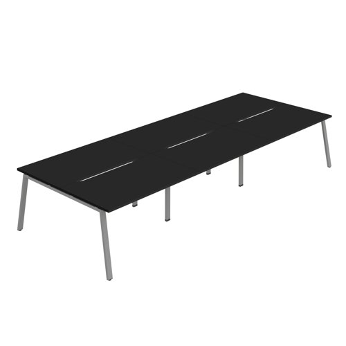 Synergy 6P Bench Desk 1200X800mm A-Frame Black/Silver