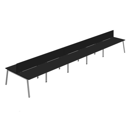 Synergy 10P Bench Desk 1200X800mm A-Frame Black/Silver Black Screen