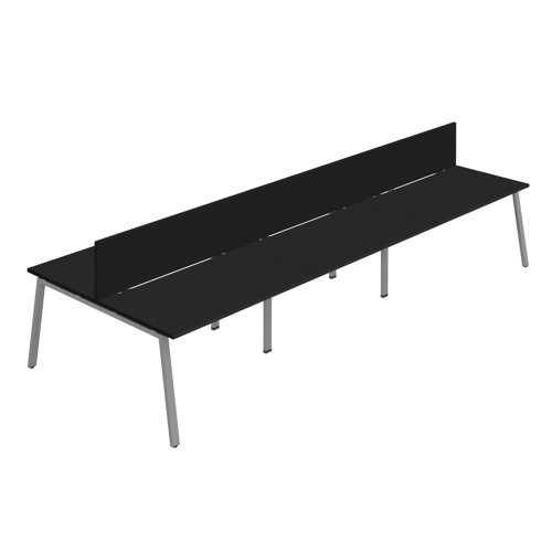 Synergy 6P Bench Desk 1200X800mm A-Frame Black/Silver Black Screen