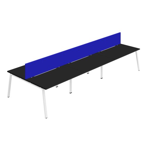 Synergy 6P Bench Desk 1200X800mm A-Frame Black/White Royal Blue Screen