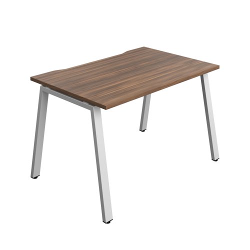Synergy Bench with Cut Out: 1 Person (FSC) : A-Frame Leg : 1200 800 Dark Walnut/Silver