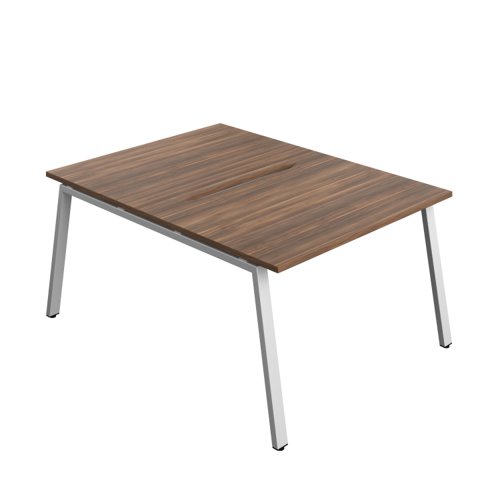 Synergy Bench with Cut Out: 2 Person (FSC) : A-Frame Leg : 1200 800 Dark Walnut/Silver