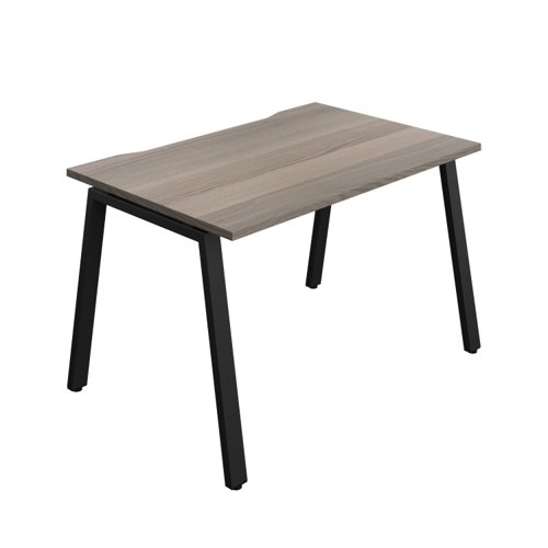 Synergy Bench with Cut Out: 1 Person (FSC) : A-Frame Leg : 1200 800 Grey Oak/Black