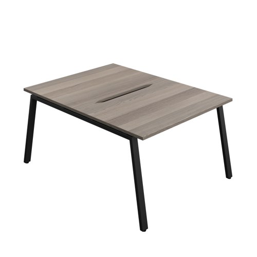 Synergy Bench with Cut Out: 2 Person (FSC) : A-Frame Leg : 1200 800 Grey Oak/Black