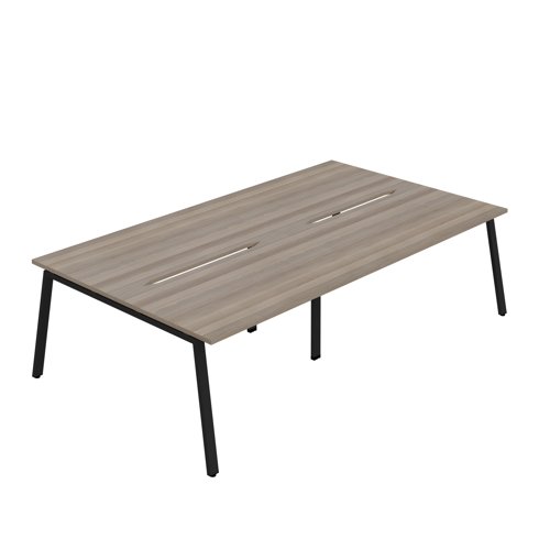 Synergy 4P Bench Desk 1200X800mm A-Frame Grey Oak/Black
