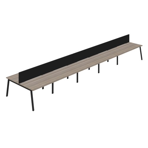 Synergy 10P Bench Desk 1200X800mm A-Frame Grey Oak/Black Black Screen