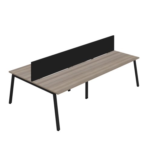 Synergy 4P Bench Desk 1200X800mm A-Frame Grey Oak/Black Black Screen