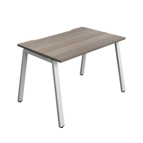 Synergy Bench with Cut Out: 1 Person (FSC) : A-Frame Leg : 1200 800 Grey Oak/Silver