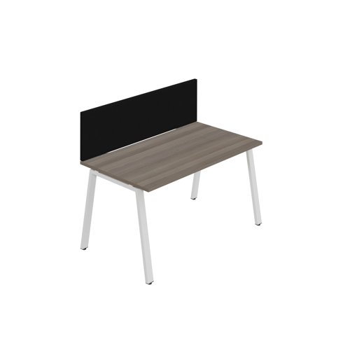 Synergy 1SP Bench Desk 1200X800mm A-Frame Grey Oak/White Black Screen