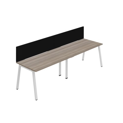 Synergy 2SP Bench Desk 1200X800mm A-Frame Grey Oak/White Black Screen