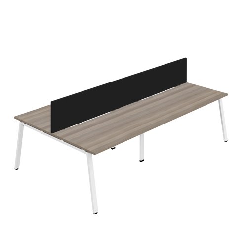 Synergy 4P Bench Desk 1200X800mm A-Frame Grey Oak/White Black Screen