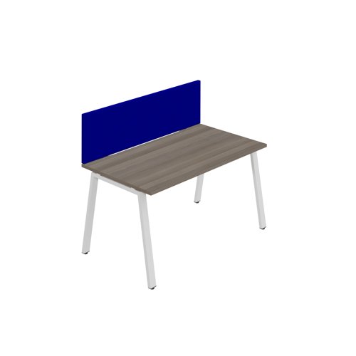 Synergy 1SP Bench Desk 1200X800mm A-Frame Grey Oak/White Royal Blue Screen