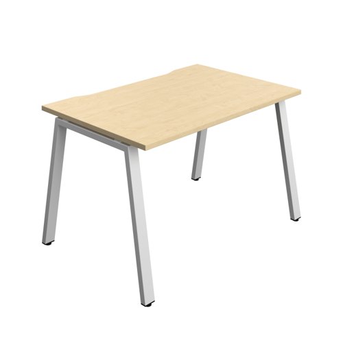 Synergy Bench with Cut Out: 1 Person (FSC) : A-Frame Leg : 1200 800 Maple/Silver