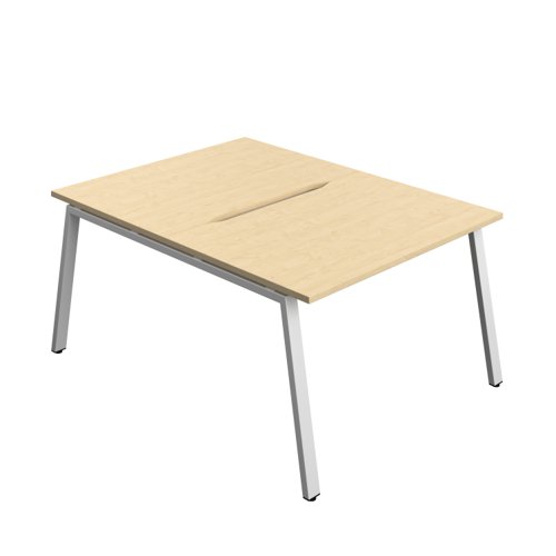 Synergy Bench with Cut Out: 2 Person (FSC) : A-Frame Leg : 1200 800 Maple/Silver