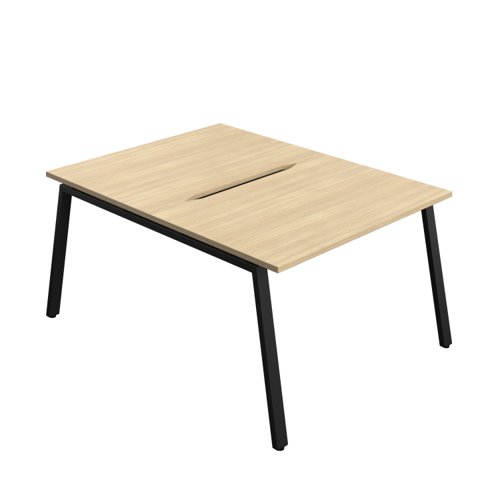 Synergy Bench with Cut Out: 2 Person (FSC) : A-Frame Leg : 1200 800 Nova Oak/Black