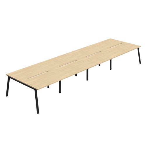 Synergy 8P Bench Desk 1200X800mm A-Frame Nova Oak/Black