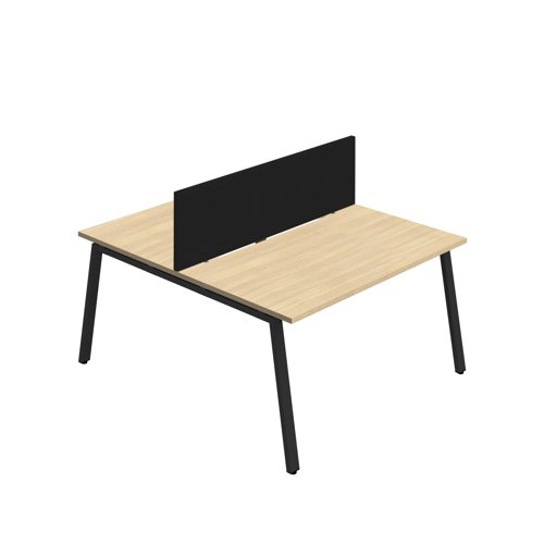 Synergy 2P Bench Desk 1200X800mm A-Frame Nova Oak/Black Black Screen