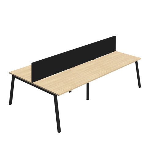 Synergy 4P Bench Desk 1200X800mm A-Frame Nova Oak/Black Black Screen