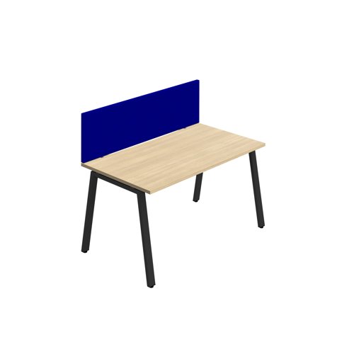 Synergy 1SP Bench Desk 1200X800mm A-Frame Nova Oak/Black Royal Blue Screen