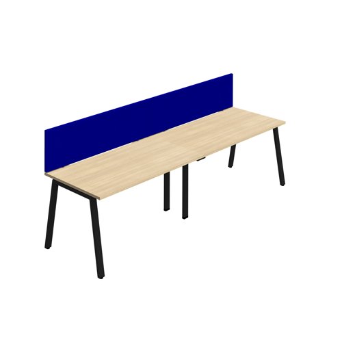 Synergy 2SP Bench Desk 1200X800mm A-Frame Nova Oak/Black Royal Blue Screen