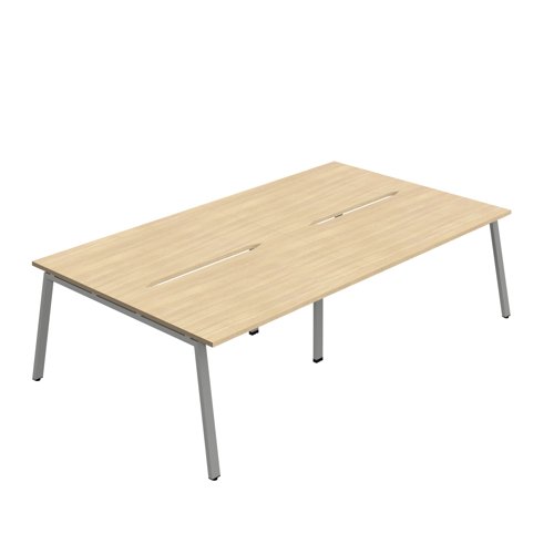 Synergy 4P Bench Desk 1200X800mm A-Frame Nova Oak/Silver