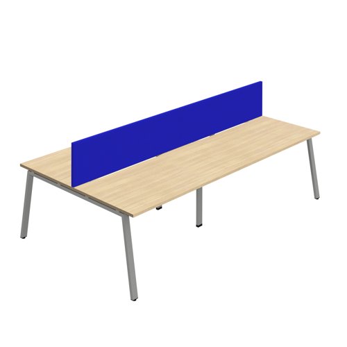 Synergy 4P Bench Desk 1200X800mm A-Frame Nova Oak/Silver Royal Blue Screen