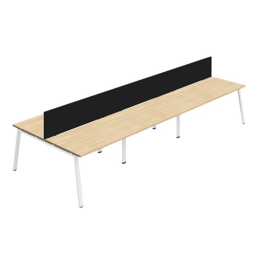 Synergy 6P Bench Desk 1200X800mm A-Frame Nova Oak/White Black Screen