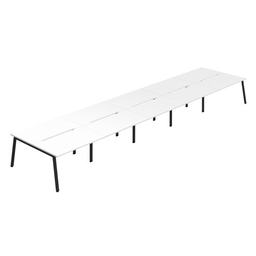 Synergy 10P Bench Desk 1200X800mm A-Frame White/Black