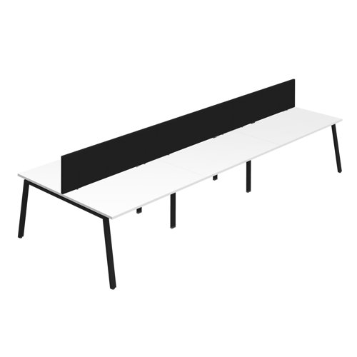 Synergy 6P Bench Desk 1200X800mm A-Frame White/Black Black Screen