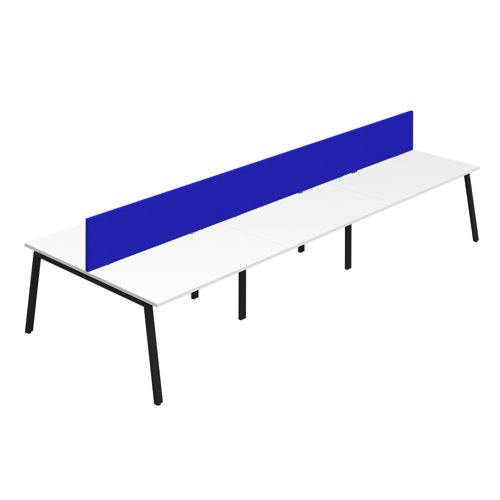 Synergy 6P Bench Desk 1200X800mm A-Frame White/Black Royal Blue Screen