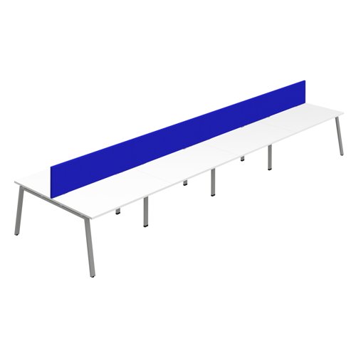 Synergy 8P Bench Desk 1200X800mm A-Frame White/Silver Royal Blue Screen