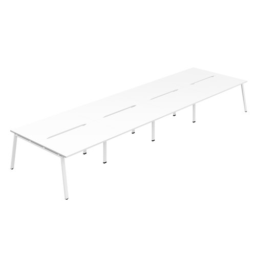 Synergy 8P Bench Desk 1200X800mm A-Frame White/White