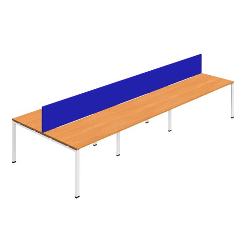 Synergy 6P Bench Desk 1200X800mm GoalPost Beech/White Royal Blue Screen