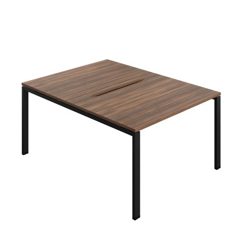 Synergy Bench with Cut Out: 2 Person (FSC) : Goal Post Leg : 1200 800 Dark Walnut/Black
