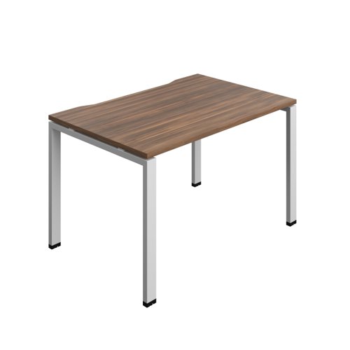 Synergy Bench with Cut Out: 1 Person (FSC) : Goal Post Leg : 1200 800 Dark Walnut/Silver